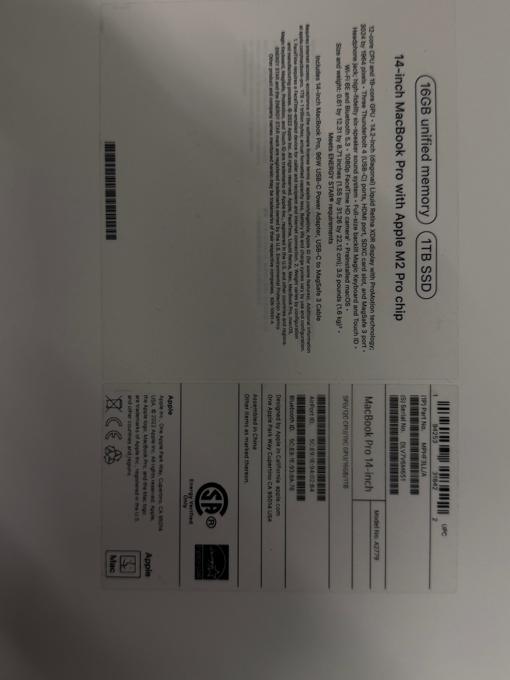 Apple White MacBook Pro 14-inch Retail Box